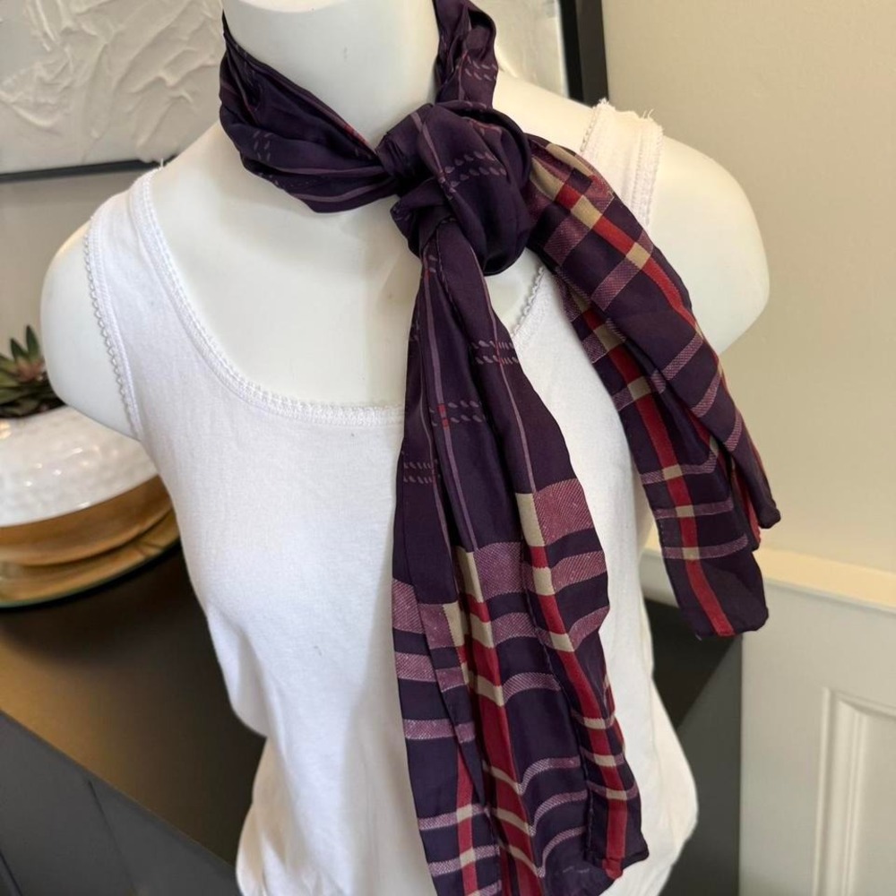 Vera Purple plaid scarf‎ with a touch of whimsy